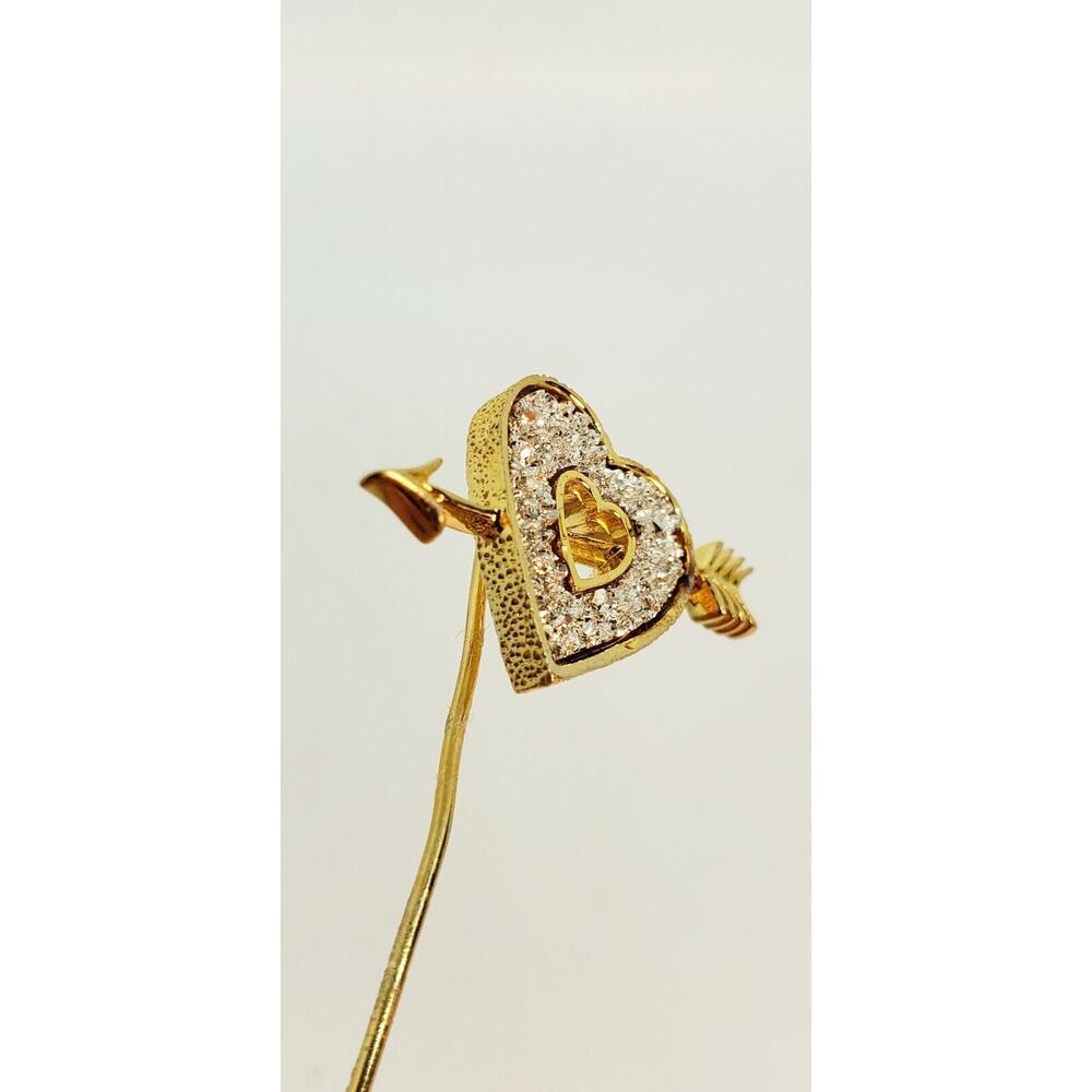 Vintage Franklin Mint 1979 Lover's Heart 24 Kt Gold Over Silver Stick Pin Brooch - Picture 7 of 12